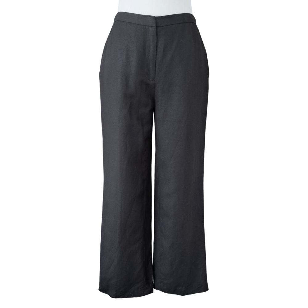 Calvin Klein Black Linen Blend Wide Leg Pants Size 4 (28" Inseam)